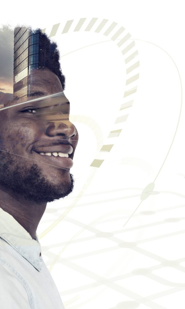 Cheerful black man with a creative idea